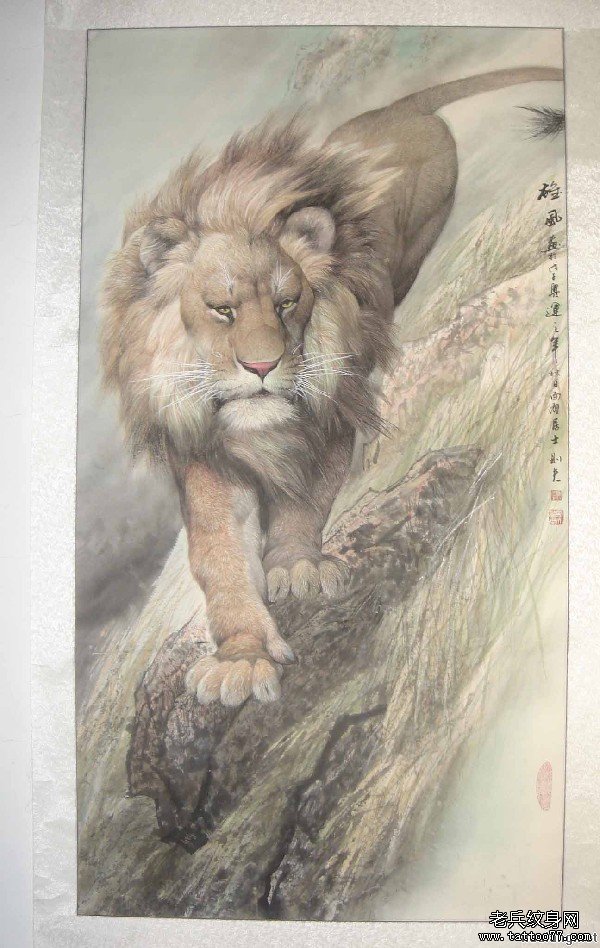 分享一款威武的狮子纹身手稿