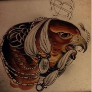 推荐大家欣赏一款欧美老鹰纹身图案