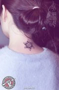 被认为是具有吉祥寓意的颈部六芒星纹身作品