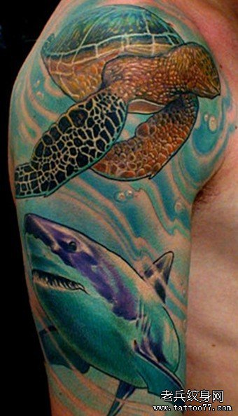 分享一款欧美海洋世界花臂纹身图片