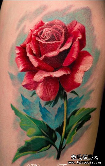 推荐一款漂亮的玫瑰花纹身作品