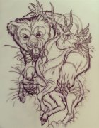 推荐一款个性的欧美鹿纹身手稿