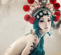 2014年高清纹身壁纸唯美花旦壁纸图片