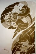 一款半胛龙纹身手稿由武汉纹身店推荐