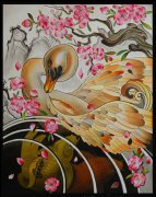 鸭子鲤鱼花文身图案由武汉最好的文身店推荐