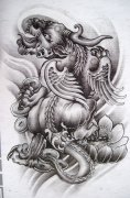 一款貔貅文身手稿文身图案由武汉文身网推荐