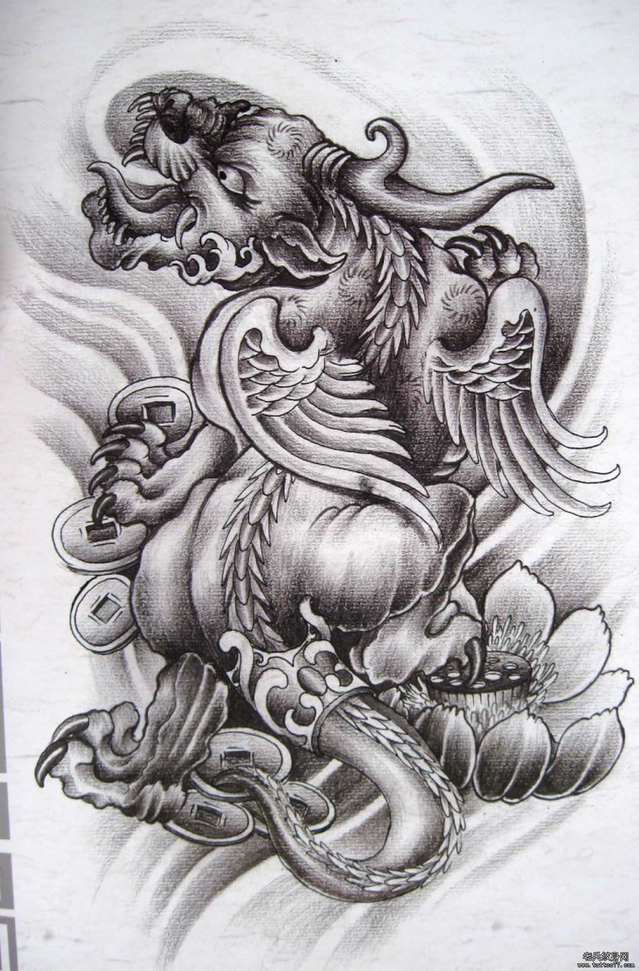一款貔貅tattoo手稿tattoo图案由武汉tattoo网推荐