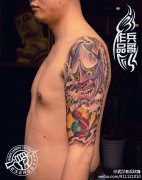 兵哥为来自黄冈纹身者打造的大臂般若莲花纹身作品