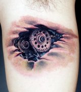 武汉刺青网推荐一款个性手臂内侧机械文身图案