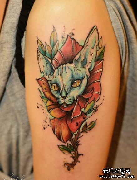 一款手臂彩色tattoo图案由武汉最好的tattoo网推荐