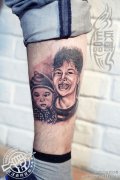 武汉老兵纹身店兵哥打造的小腿肖像纹身作品