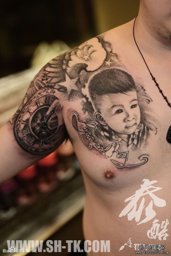 胳膊儿子女儿房子翅膀半胛（1）纹身图案