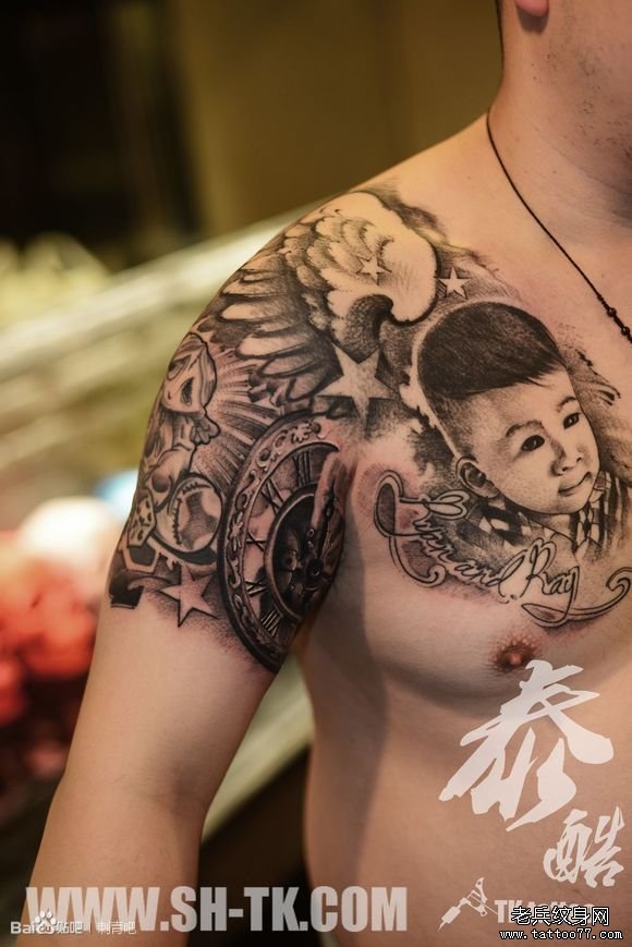 胳膊儿子女儿房子翅膀半胛（2）纹身图案
