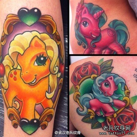 彩色个性独角兽纹身图案由武汉纹身店推荐