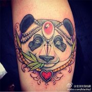 一款手臂school熊猫纹身图案由武汉纹身店推荐