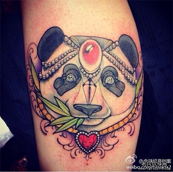 一款手臂school熊猫纹身图案由武汉纹身店推荐