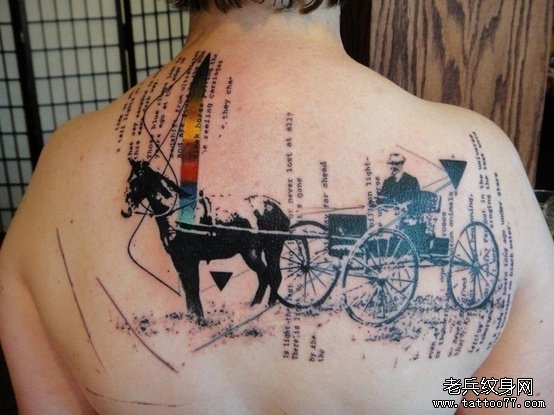 背部之特别风格马车纹身图案