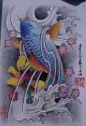 中华锦鲤纹身手稿（9）