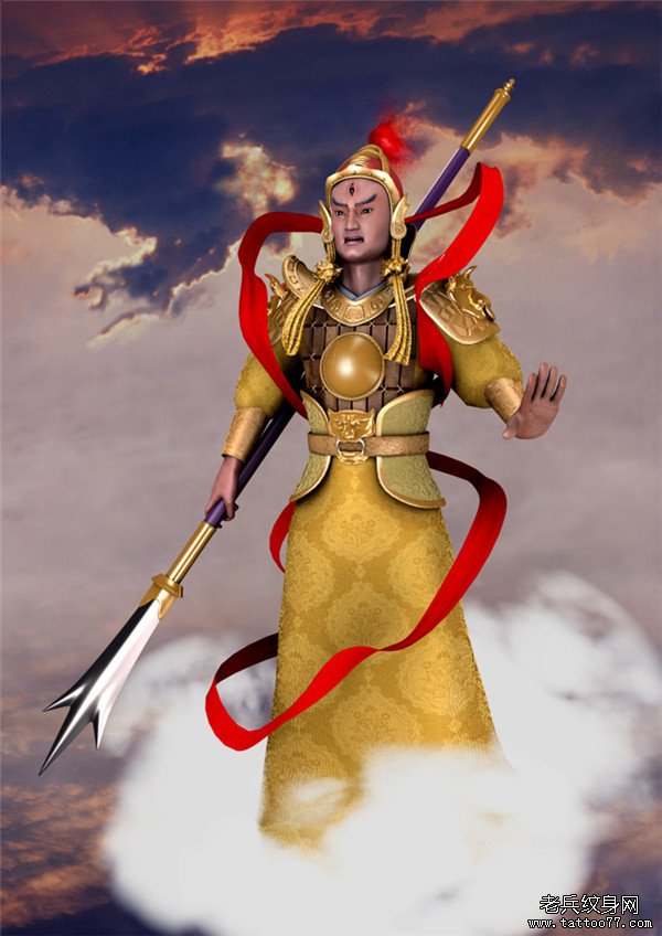 武汉最好的纹身店推荐一款人物二郎神纹身图案