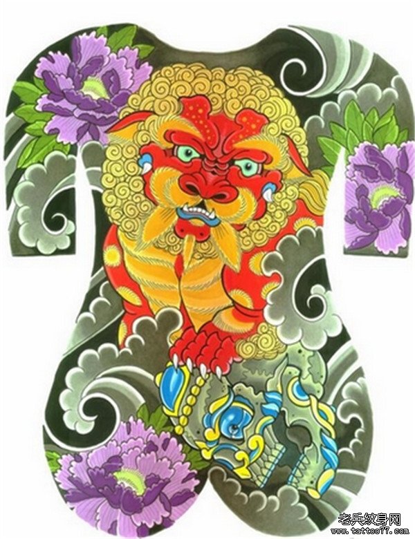 武汉纹身店推荐一款满背纹身手稿图案
