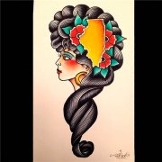 武汉最好的纹身店推荐一款欧美女人头像纹身图案