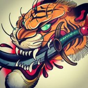 school老虎头纹身图案由武汉最好的纹身店推荐