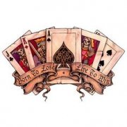 个性彩色扑克牌纹身图案由武汉最好的纹身店推荐