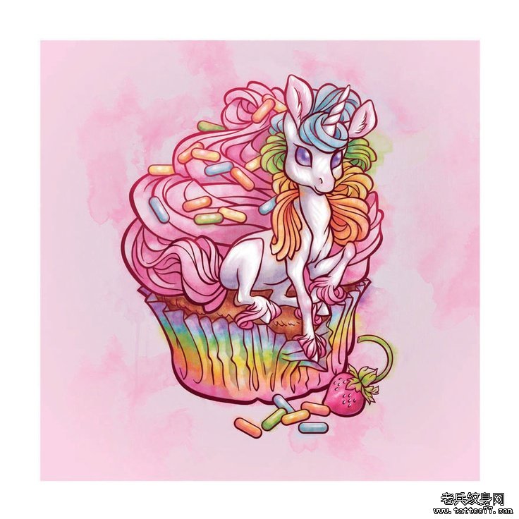 武汉最好的纹身店推荐一款冰淇淋纹身手稿图案