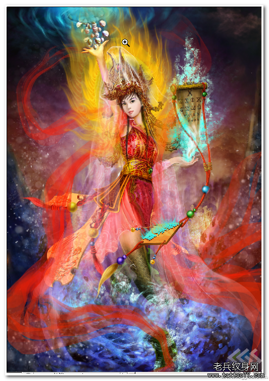 一款唯美的女娲娘娘纹身图案由武汉纹身店推荐