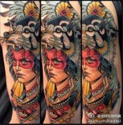 一款欧美大臂女郎纹身图案由武汉纹身店推荐