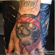 手部墨西哥猫纹身图案由武汉刺青店推荐
