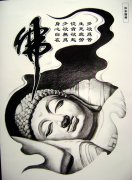 武汉纹身店推荐一组手稿佛头纹身图案大全
