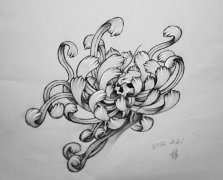 一款黑灰素描彼岸花纹身手稿图案由武汉纹身店推荐