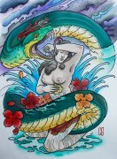 个性蛇女郎纹身手稿图案由武汉最好的纹身店推荐