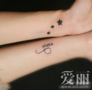 小清新个性手部英文字母五角星纹身图案