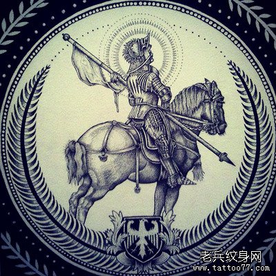 一款骑士纹身手稿图案由武汉纹身店推荐