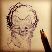 武汉纹身店推荐一款猫咪线稿纹身手稿图案