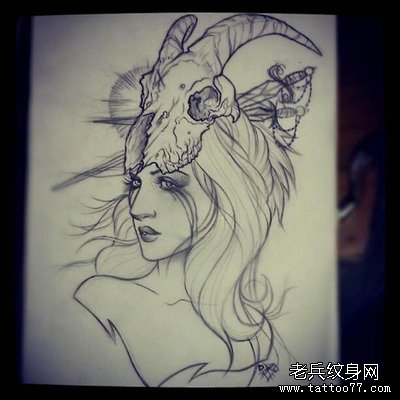 羚羊女郎纹身手稿图案由武汉最好的纹身店推荐