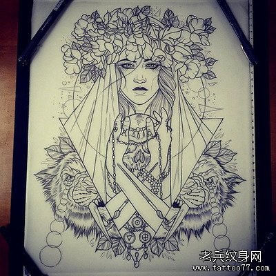 女郎纹身线稿图案由武汉最好的纹身店推荐