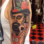 武汉纹身店推荐一款手臂人物纹身图案