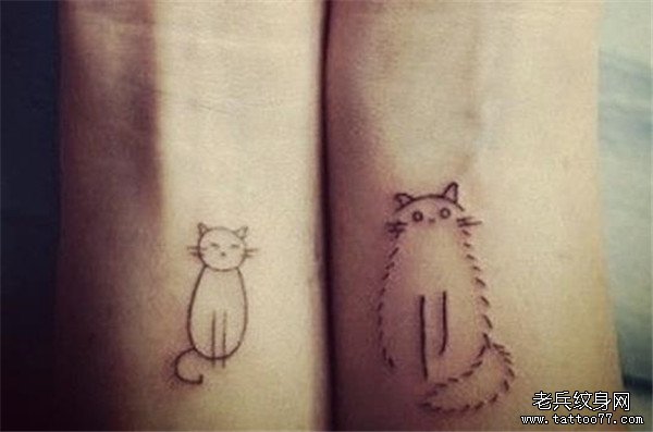 情侣手腕小猫咪纹身图案由武汉纹身店推荐