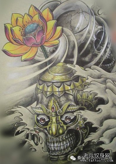 传统嘎巴拉莲花纹身
