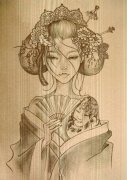 武汉最好的纹身店推荐一组艺妓纹身手稿图案