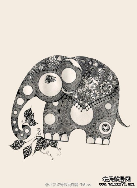 素描象纹身图案