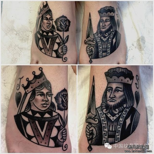 脚背扑克牌纹身图案