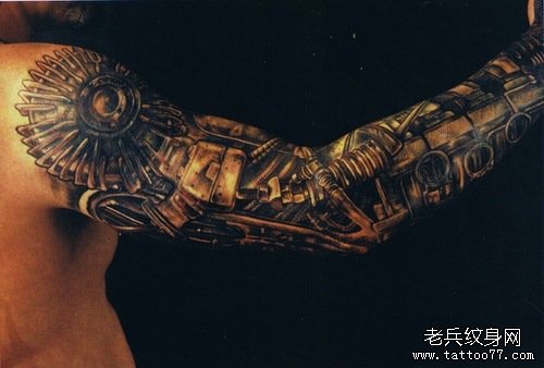 手臂机械纹身图案