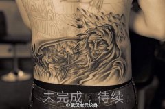后腰死神纹身作品由武汉最好的纹身师兵哥制作