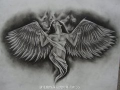 武汉纹身推荐一款天使纹身手稿图片