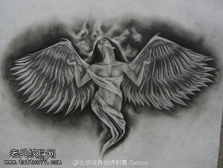 天使纹身手稿图片