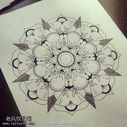 梵花纹身手稿图案